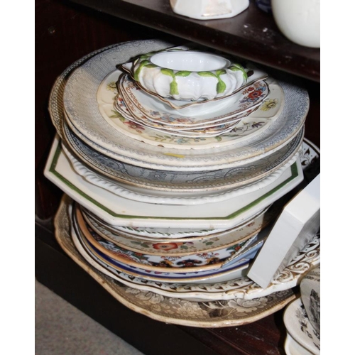 47 - An assortment of china, including a cheese dish, a jelly mould, tazzas, plates, jugs and other items