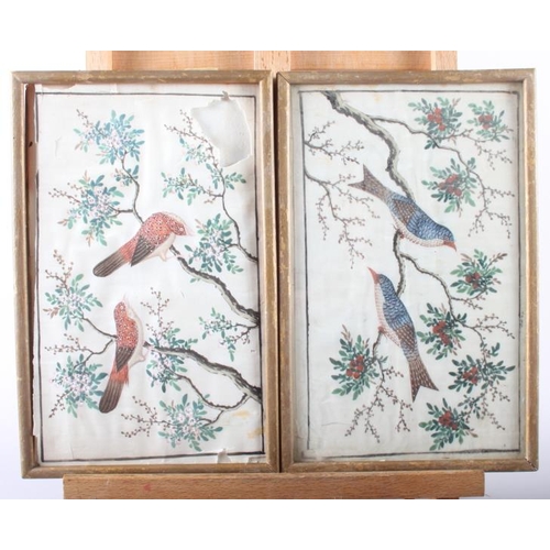 475 - A pair of Chinese watercolours, tropical birds, 6 3/4