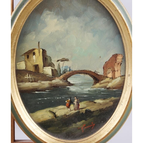 487 - A pair of 19th century Italian oil on boards, Venetian scenes, 8 1/2