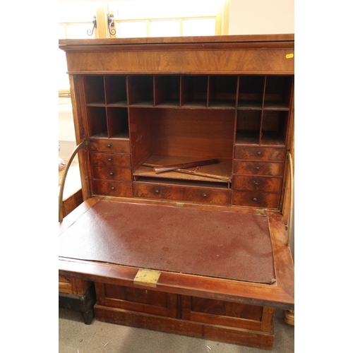 520 - A 19th century mahogany secretaire abbatant with frieze drawer over fitted interior and cupboards, o... 