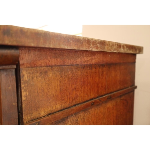 520 - A 19th century mahogany secretaire abbatant with frieze drawer over fitted interior and cupboards, o... 