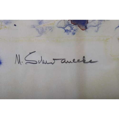 463 - Ulrich Schwanecke, '80: watercolour triptych landscape, largest 25