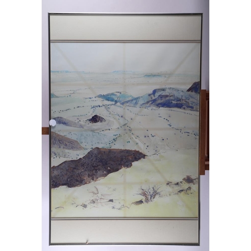 463 - Ulrich Schwanecke, '80: watercolour triptych landscape, largest 25