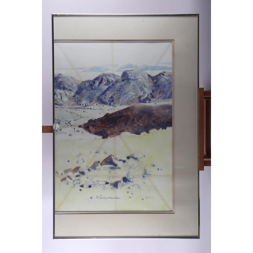 463 - Ulrich Schwanecke, '80: watercolour triptych landscape, largest 25