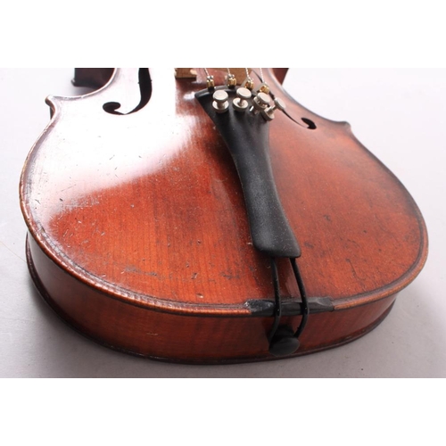 209 - A child's violin with two-piece back, internal label reading Dulcis et Fortis, body measures 12