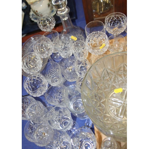 29 - A quantity of table glass, including tumblers, wines, bowls, jugs and a decanter