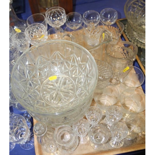 29 - A quantity of table glass, including tumblers, wines, bowls, jugs and a decanter