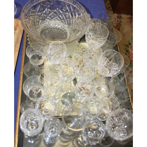 29 - A quantity of table glass, including tumblers, wines, bowls, jugs and a decanter