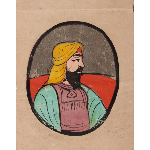 397 - Late 19th / early 20th century Anglo Indian portrait illustrations of Sikh Maharaja Ranjit Singh and... 