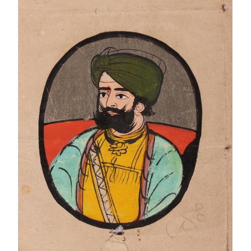 397 - Late 19th / early 20th century Anglo Indian portrait illustrations of Sikh Maharaja Ranjit Singh and... 