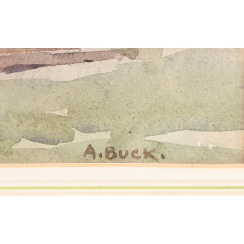 458 - A Buck: watercolours, village with church, 11 1/4