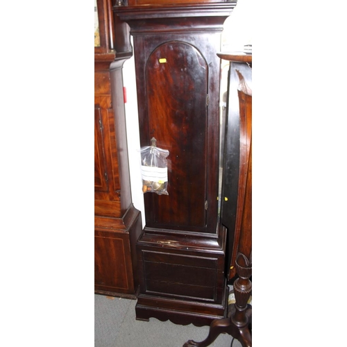 578 - A late Georgian mahogany long case clock with arch top dial, silver chapter ring, date window and se... 