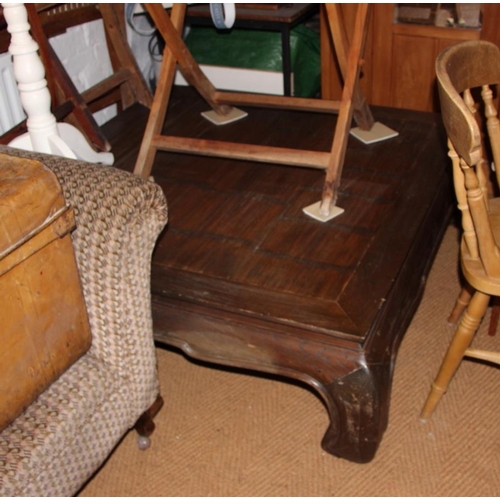 619 - A Chinese carved hardwood bamboo centre low table, 52