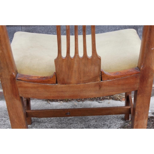 638 - Four George III design standard dining chairs with stuffed over seats, on square taper stretchered s... 