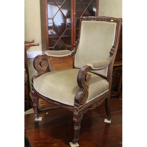 539 - A Regency carved mahogany open armchair with acanthus decoration, in the manner of Charles Tatham, o... 