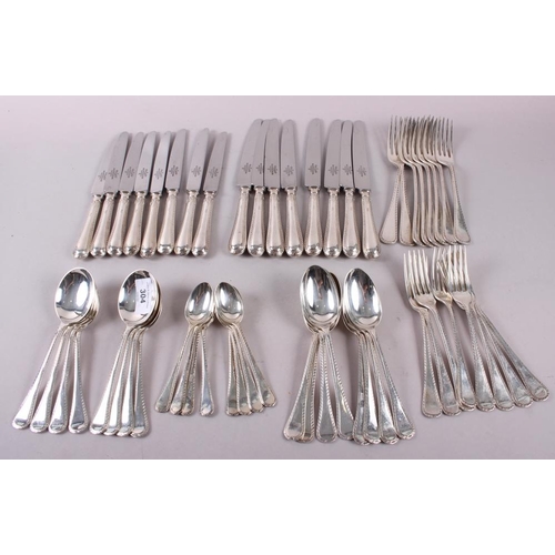 304 - A Mappin & Webb silver feather edge canteen of cutlery for eight, 71.3oz troy approx weighable