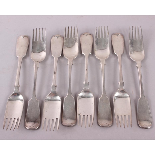 305 - A set of eight 19th century silver plated runcible spoons, registration marked 