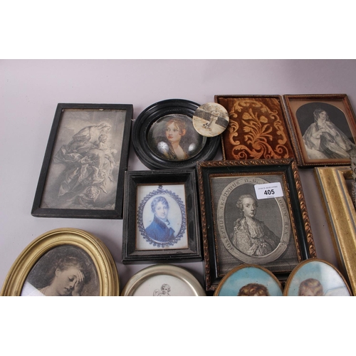 405 - A collection of framed miniature prints, various