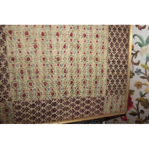 196 - A panel of 18th century? silk embroidered scroll and flower work, 26