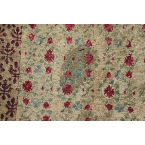 196 - A panel of 18th century? silk embroidered scroll and flower work, 26