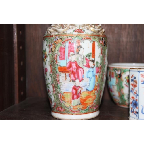 59 - A Canton enamel two-handled baluster vase with gilt decoration, 9 1/2