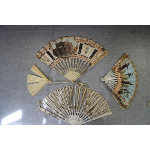 236 - A collection of late 19th century and later Continental fans with pasted decoration (damages)