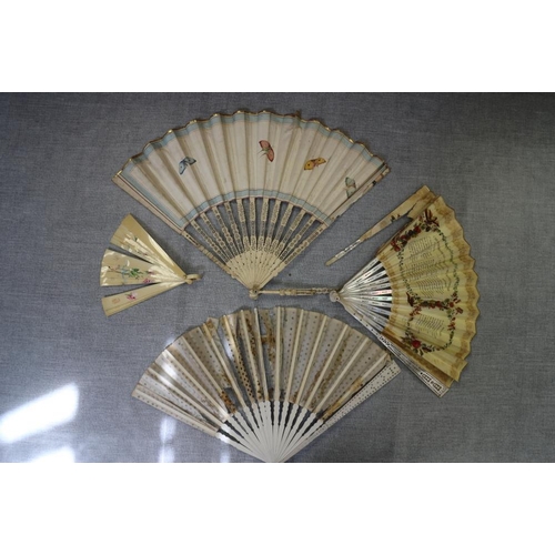 236 - A collection of late 19th century and later Continental fans with pasted decoration (damages)