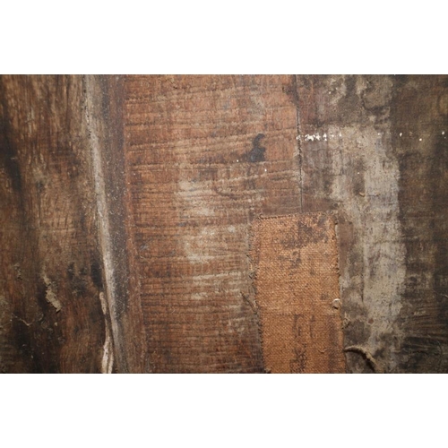 529 - A section of 16th century oak linen-fold panelling, now converted as a bed head, 44