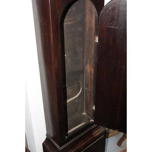 578 - A late Georgian mahogany long case clock with arch top dial, silver chapter ring, date window and se... 