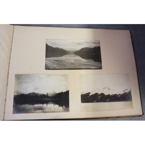 277 - An album of late 19th century black and white photographs views of Canada, inscribed 