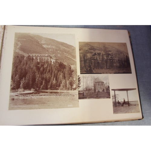 277 - An album of late 19th century black and white photographs views of Canada, inscribed 