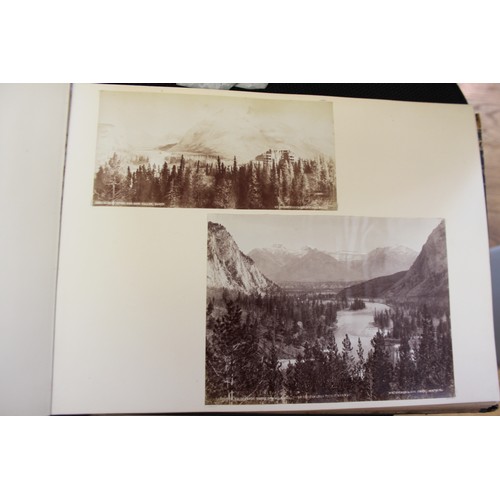 277 - An album of late 19th century black and white photographs views of Canada, inscribed 