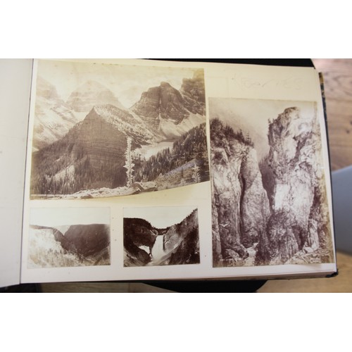 277 - An album of late 19th century black and white photographs views of Canada, inscribed 