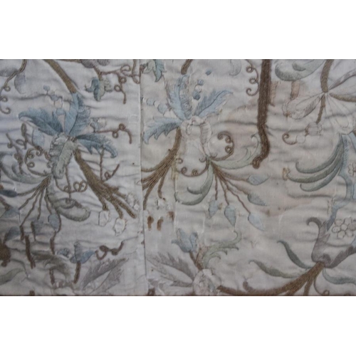 165 - A panel of 18th century? silk embroidered scroll and flower work, 26