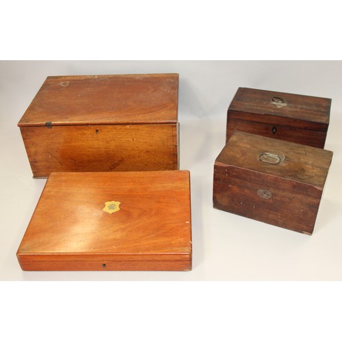 133 - An early 19th century satinwood and rosewood banded tea caddy with gilt decoration and brass mounts,... 