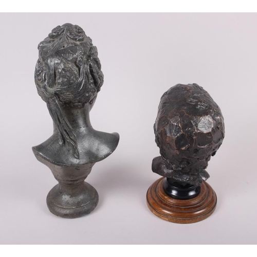 124 - K Carter: a bronzed bust of a young child, signed, marked 11:20, on oak stand, 8 3/4