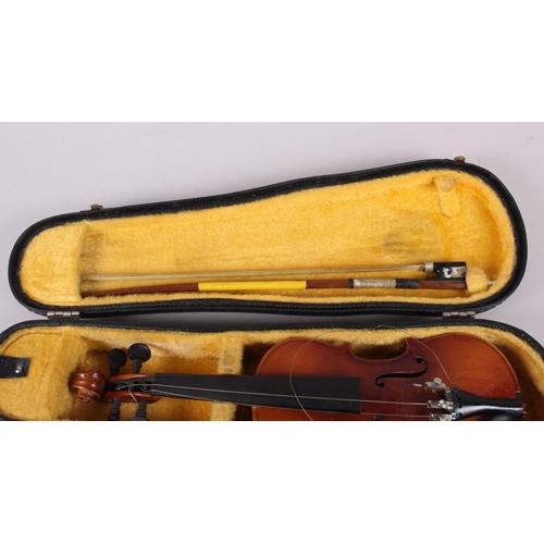 182 - A 1970s 1/16 violin, by The Kiso Suzuki Violin company Ltd, with bow, in case COLLECT