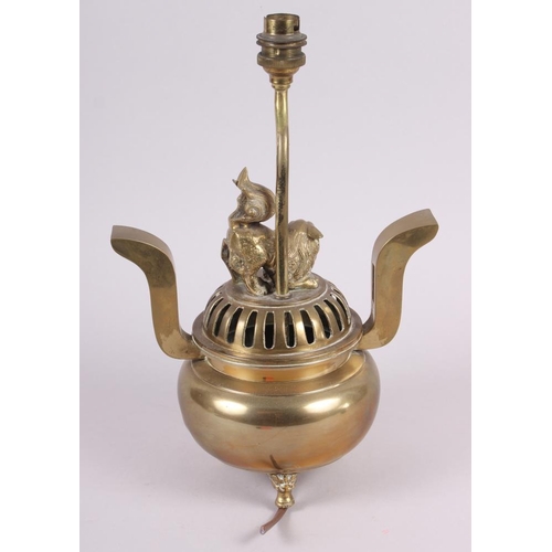 216 - A brass censer table lamp, 12