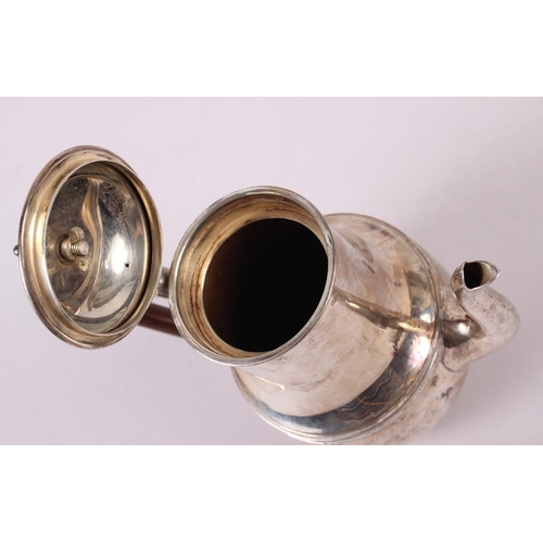 253 - A silver coffee pot with ebonised handle and knop, 13.4oz troy approx