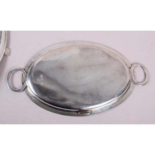 281 - An Asprey and Co two-handled entree dish and cover with ebonised knop, 24.9oz troy approx