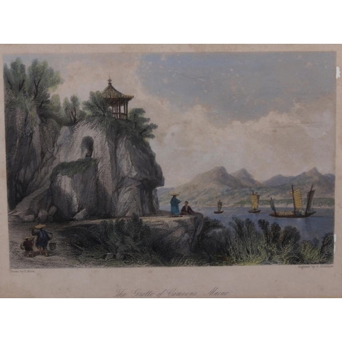 334 - Six coloured prints, views of Peking and Macao, in cream frames