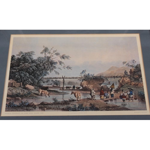 336 - After Auguste Borget: eight prints, various scenes of Macau, Hong Kong and others, in gilt frames