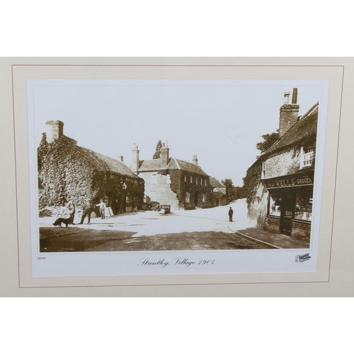 339 - A pair of prints, views of Streatley and Pangbourne, in wooden strip frames, and other local scenes,... 