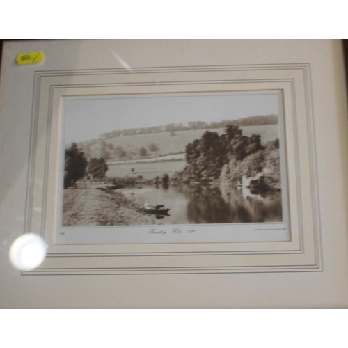 339 - A pair of prints, views of Streatley and Pangbourne, in wooden strip frames, and other local scenes,... 