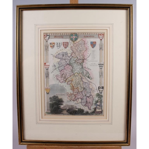 342 - An antique hand-coloured map of Buckinghamshire, in Hogarth frame