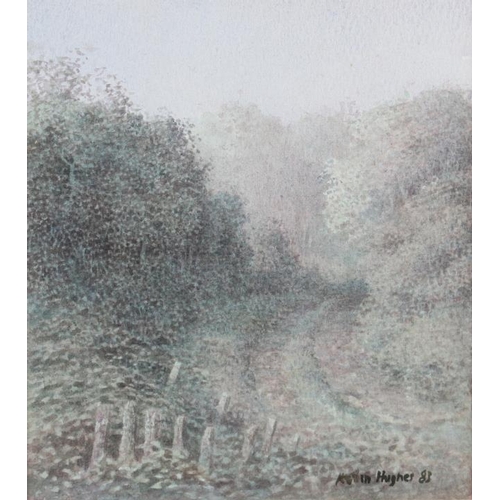 350 - Kevin Hughes: three watercolours, woodland and meadow scenes, largest 6 3/4