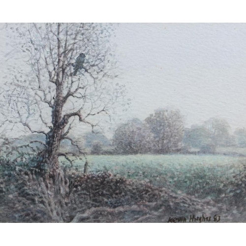 350 - Kevin Hughes: three watercolours, woodland and meadow scenes, largest 6 3/4