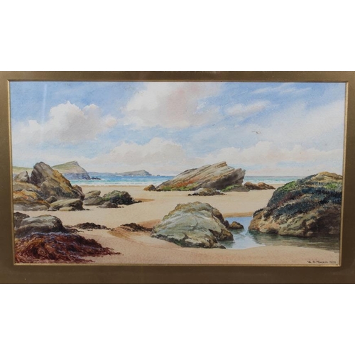 357 - W S Tomkin: watercolours, coastal rock pools, 7 1/2