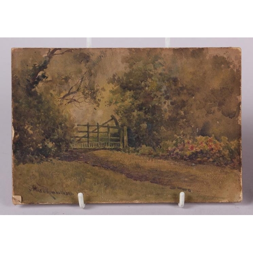 362 - Claude Rowbotham, 1903: two watercolour on card sketches, gateway, 4 3/4