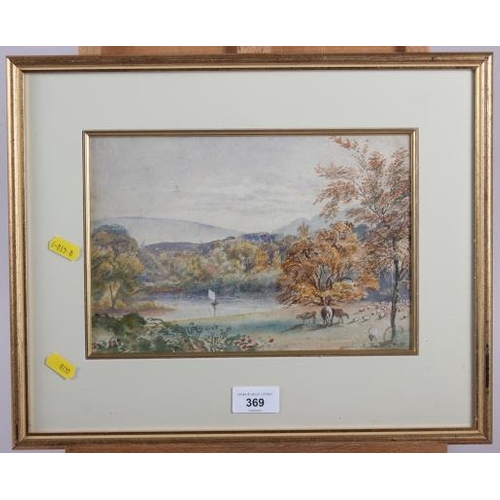 369 - Five 19th century watercolours, rural and coastal scenes, in strip frames